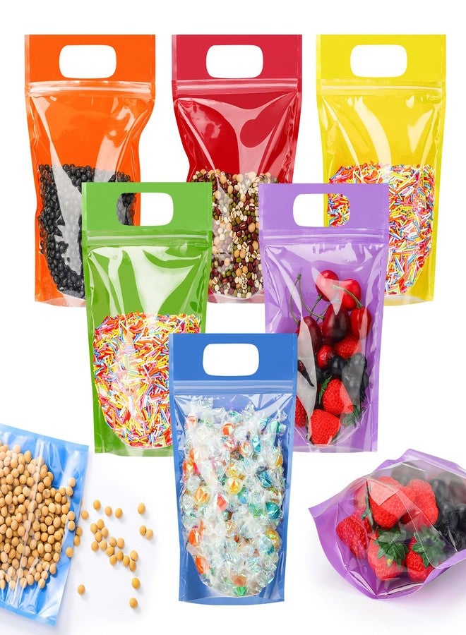 Sinload 120 Pcs 120 Pcs Plastic Gift Bag Bulk 5.5 x 8.7 Inch Resealable Party Goodie Bag with Clear Window Color Favor Pouch with Handle for Home Birthday Wedding Party Candy Gift Wrap Supply(Clear) - Image 1